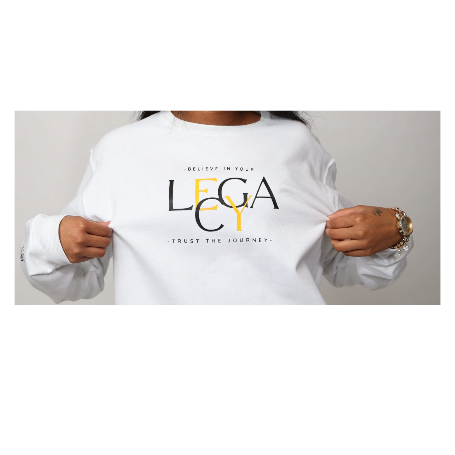 LEGACY (STK) Sweatshirt: White/Black/Gold