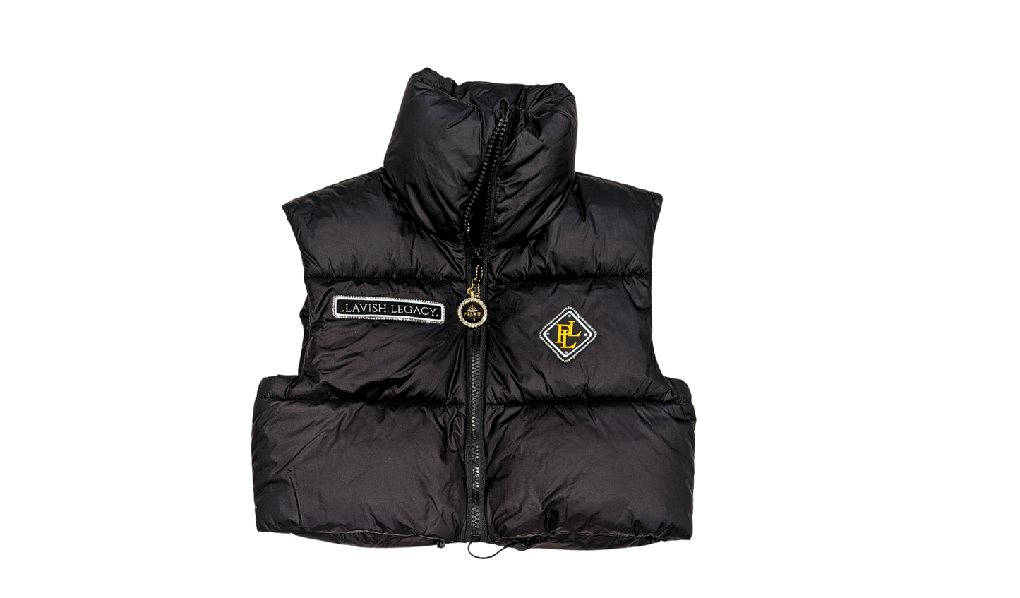CROP BUBBLE VEST- BLACK/GOLD/WHITE