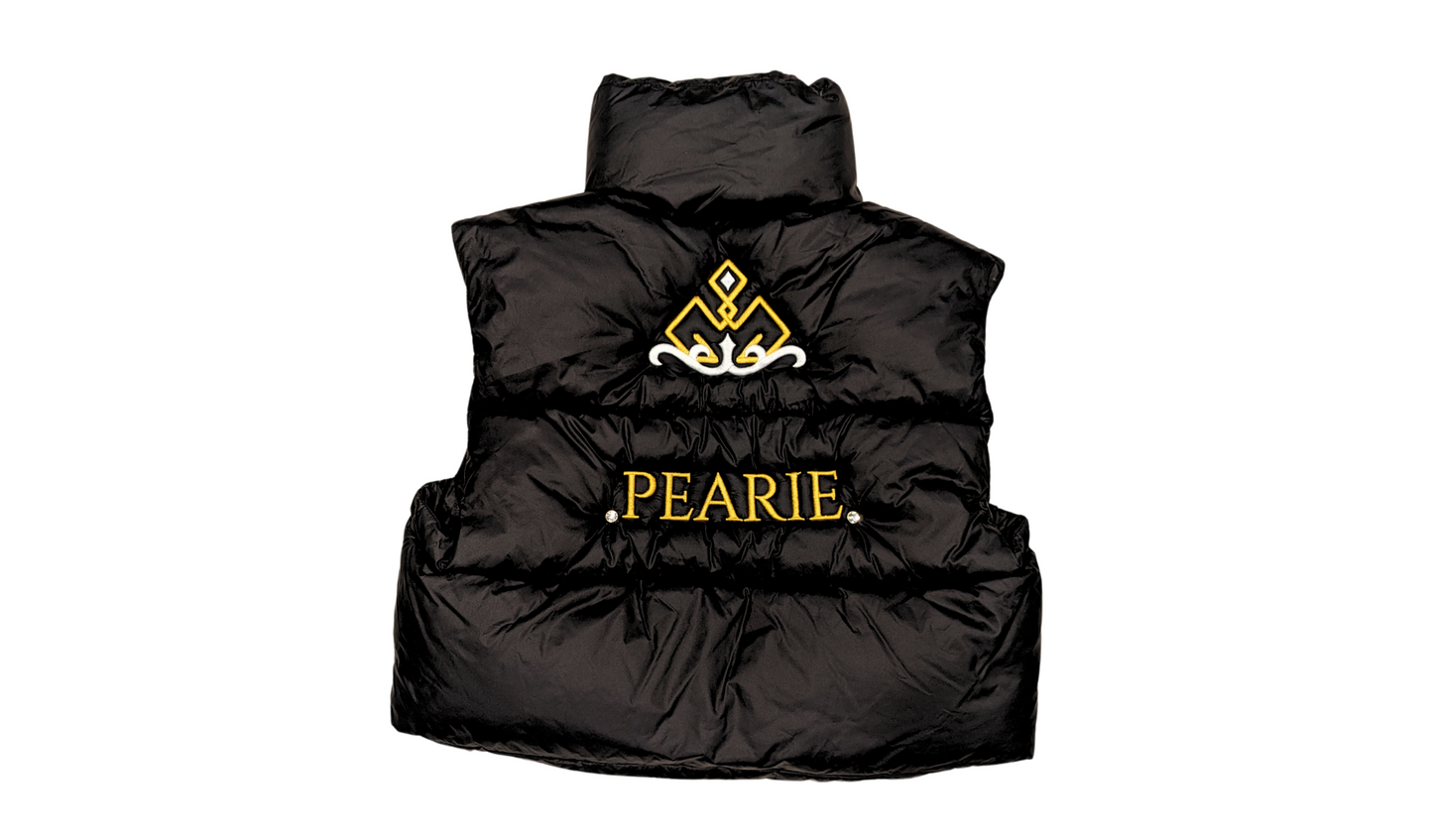 CROP BUBBLE VEST- BLACK/GOLD/WHITE