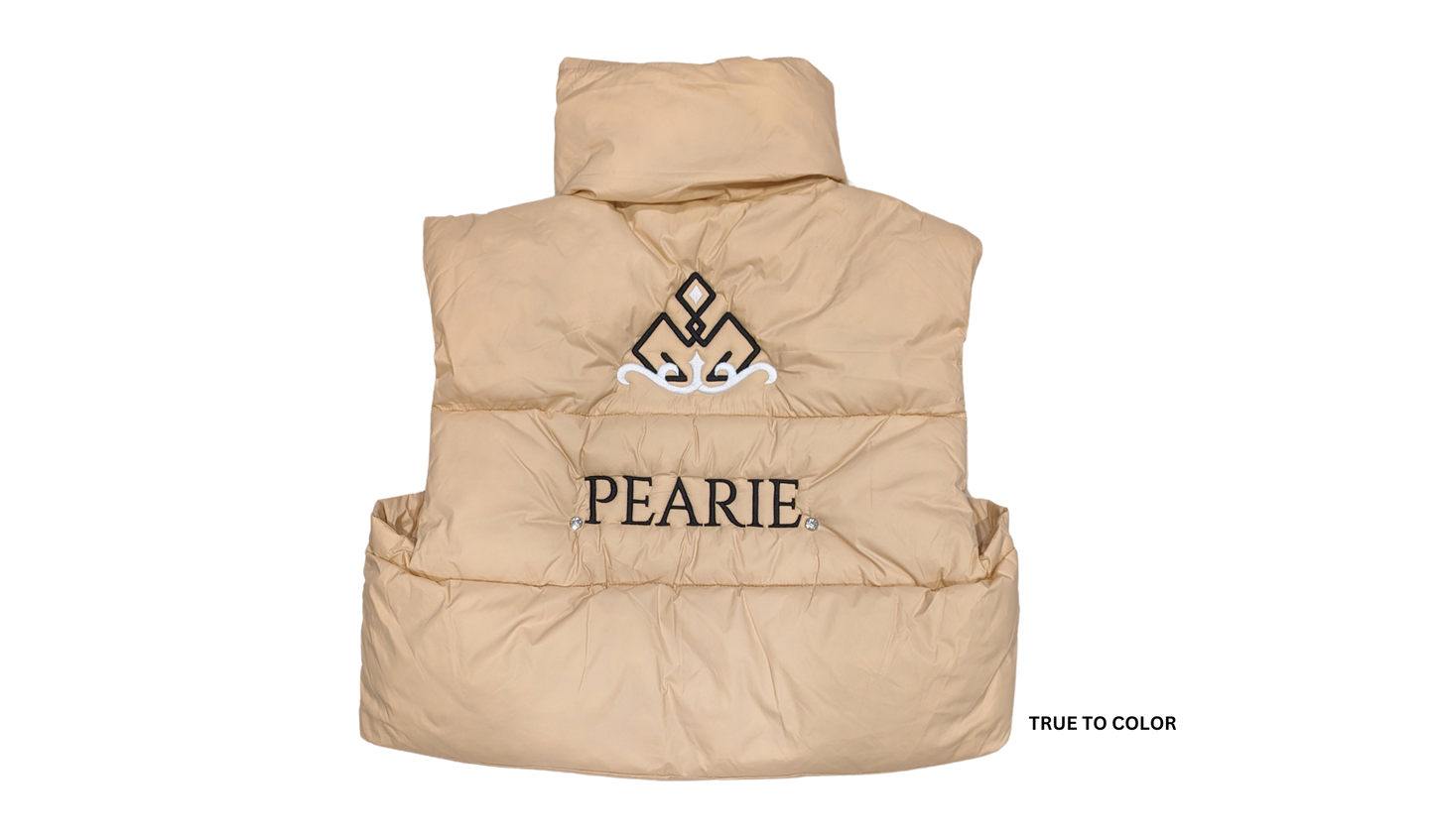 CROP BUBBLE VEST- TAN/BLACK/WHITE
