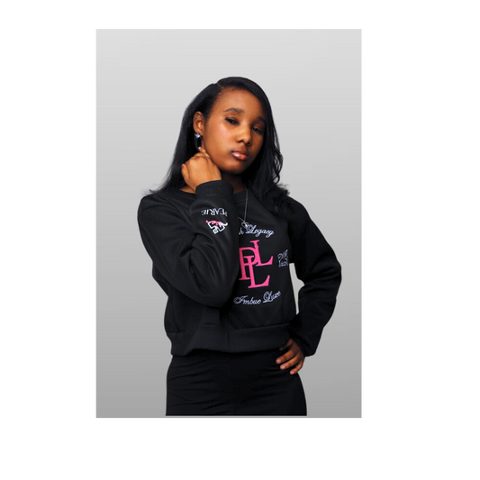 PLL - Crop Sweatshirt: Black/Pink/White