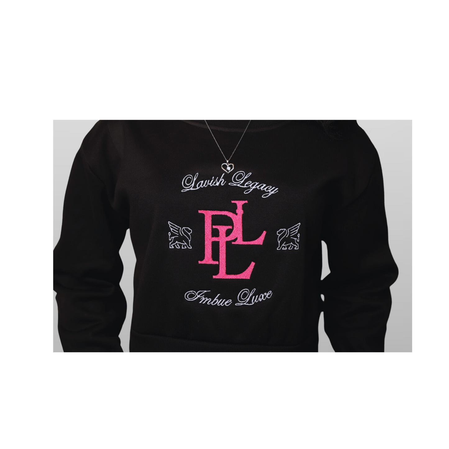 PLL - Crop Sweatshirt: Black/Pink/White