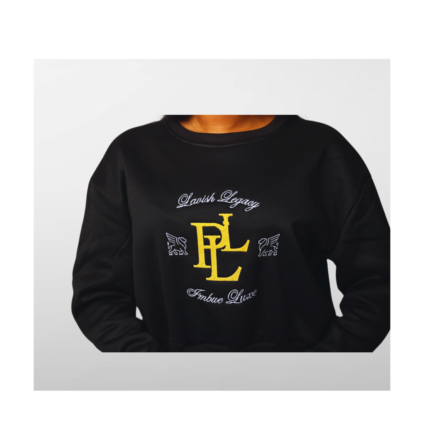 PLL - Crop Sweatshirt: Black/Gold/White