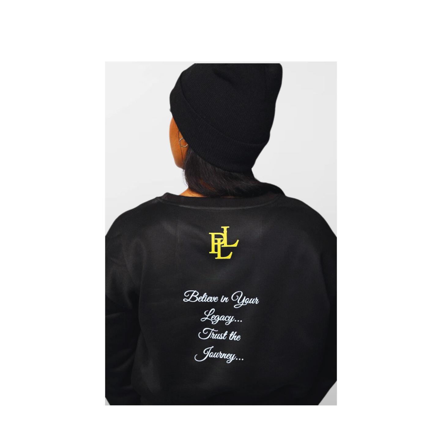 PLL - Crop Sweatshirt: Black/Gold/White