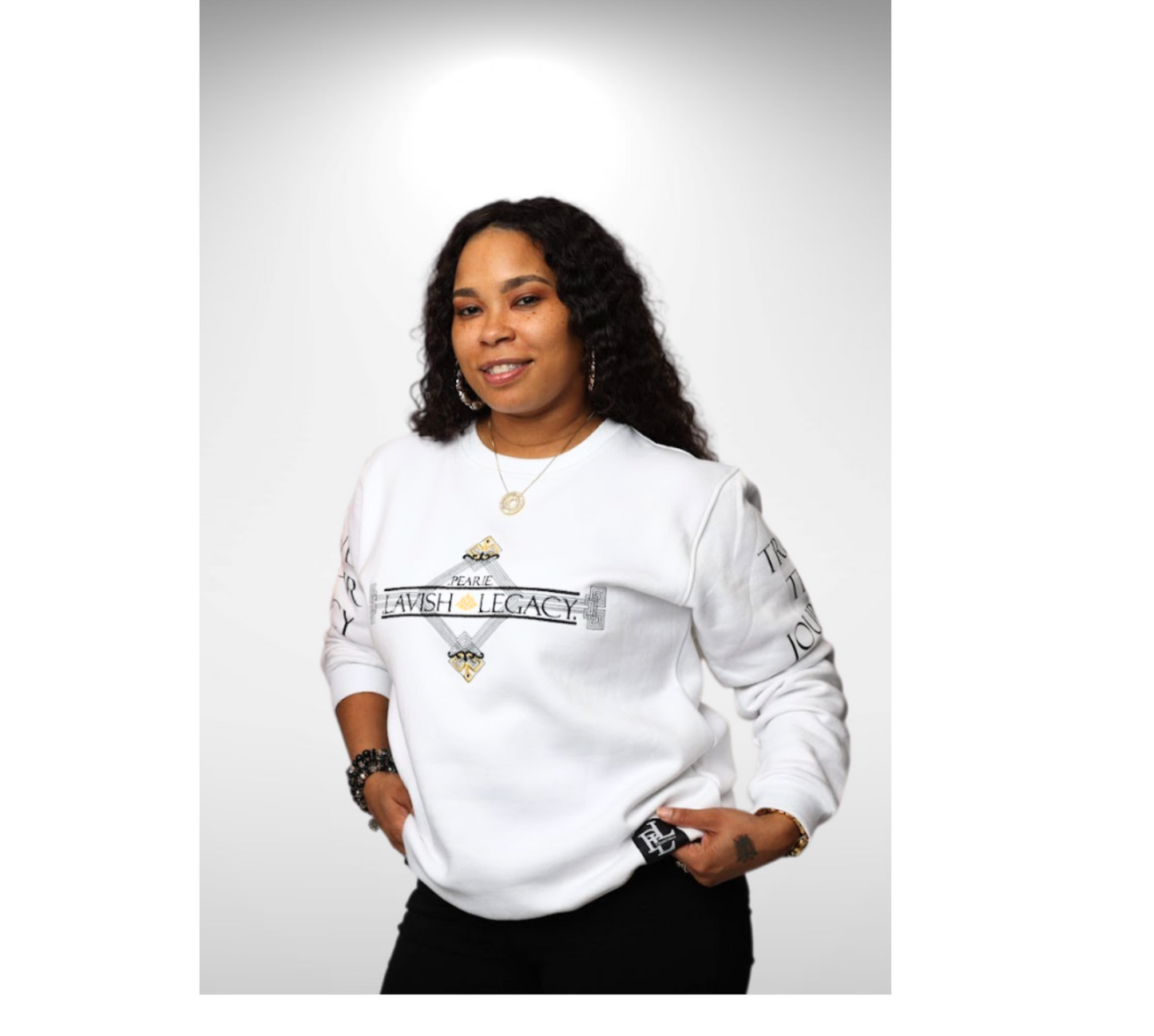 .PEARIE. DIAMOND(w) - Sweatshirt: White/Black