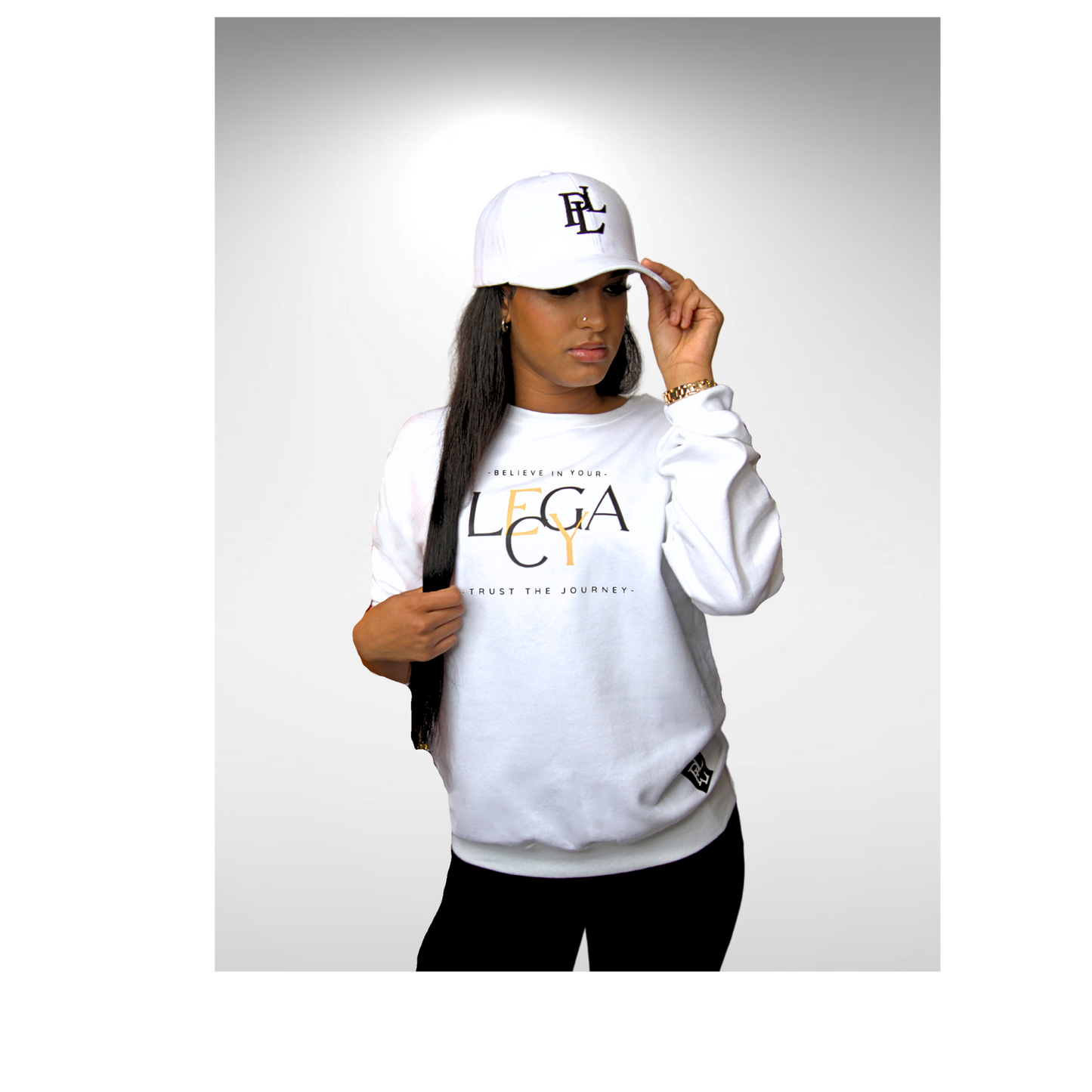 LEGACY (STK) Sweatshirt: White/Black/Gold