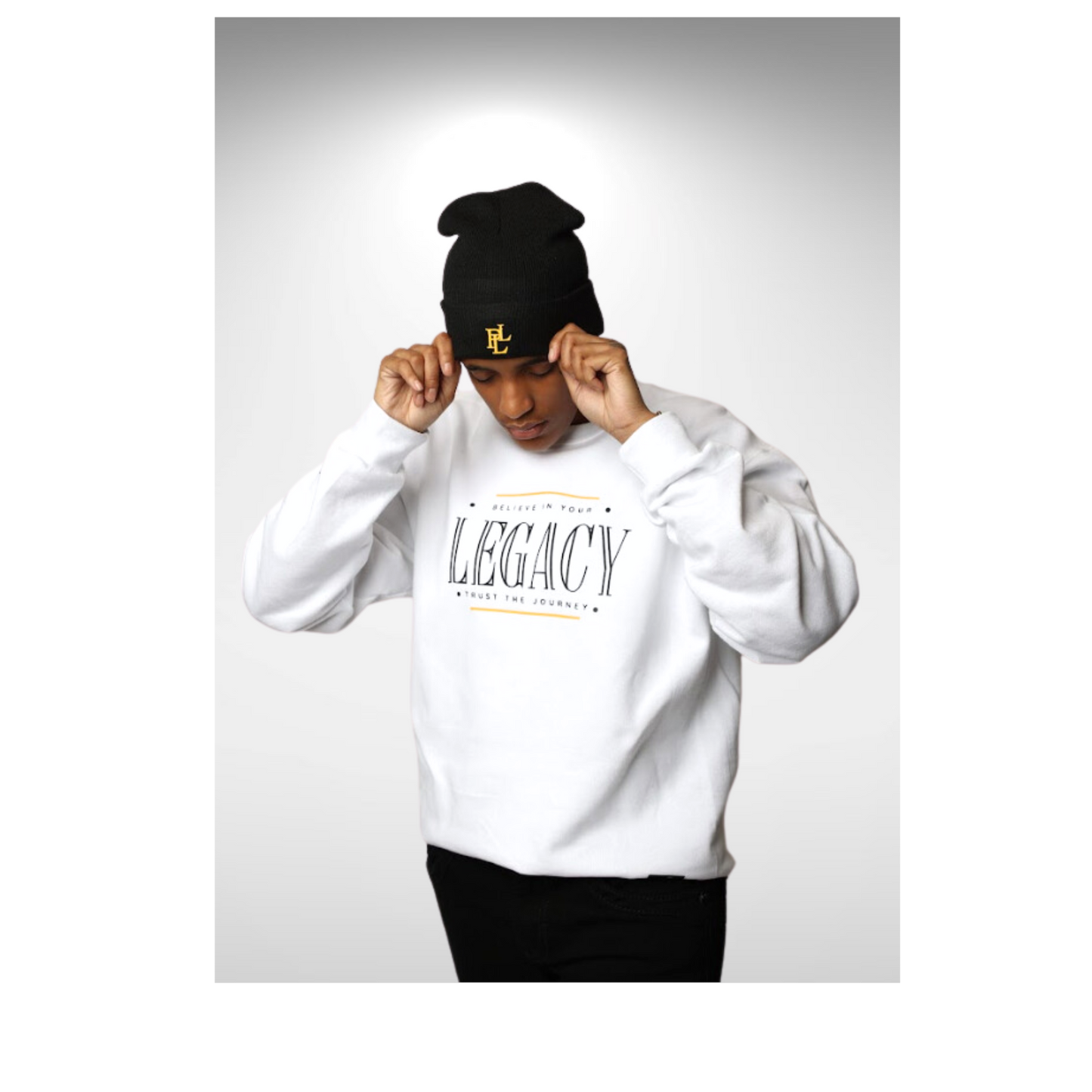 LEGACY (OT) Sweatshirt: White/Black/Gold