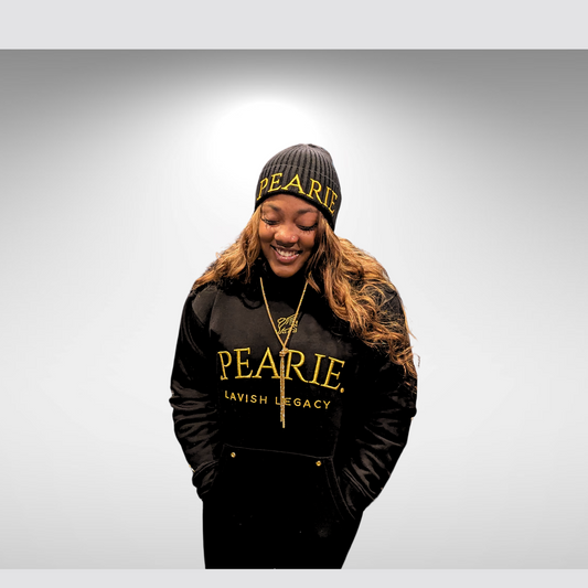 .PEARIE. HOODIE(w) - BLACK/GOLD