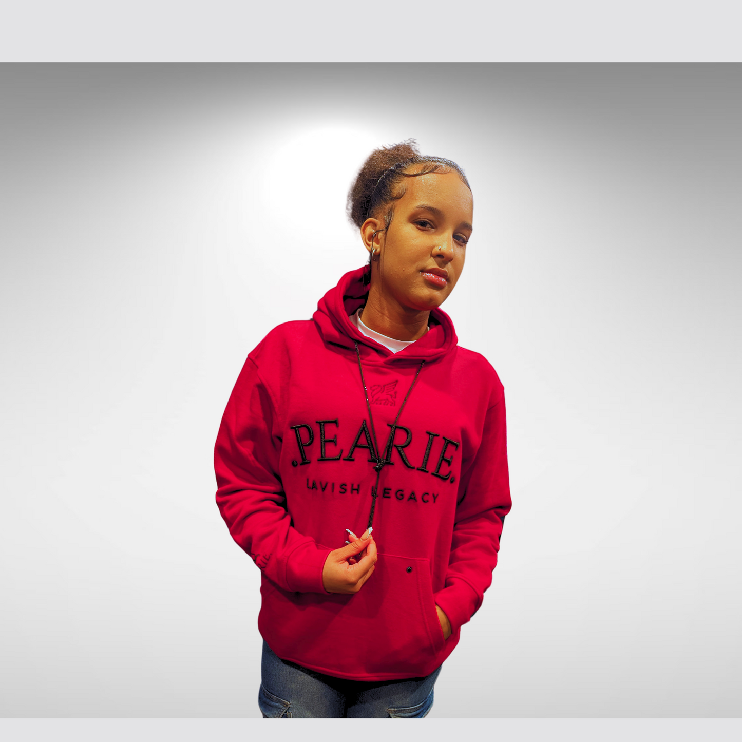 .PEARIE. HOODIE(w) - RED/BLACK