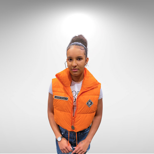 CROP BUBBLEVEST- ORANGE/BLACK/WHITE