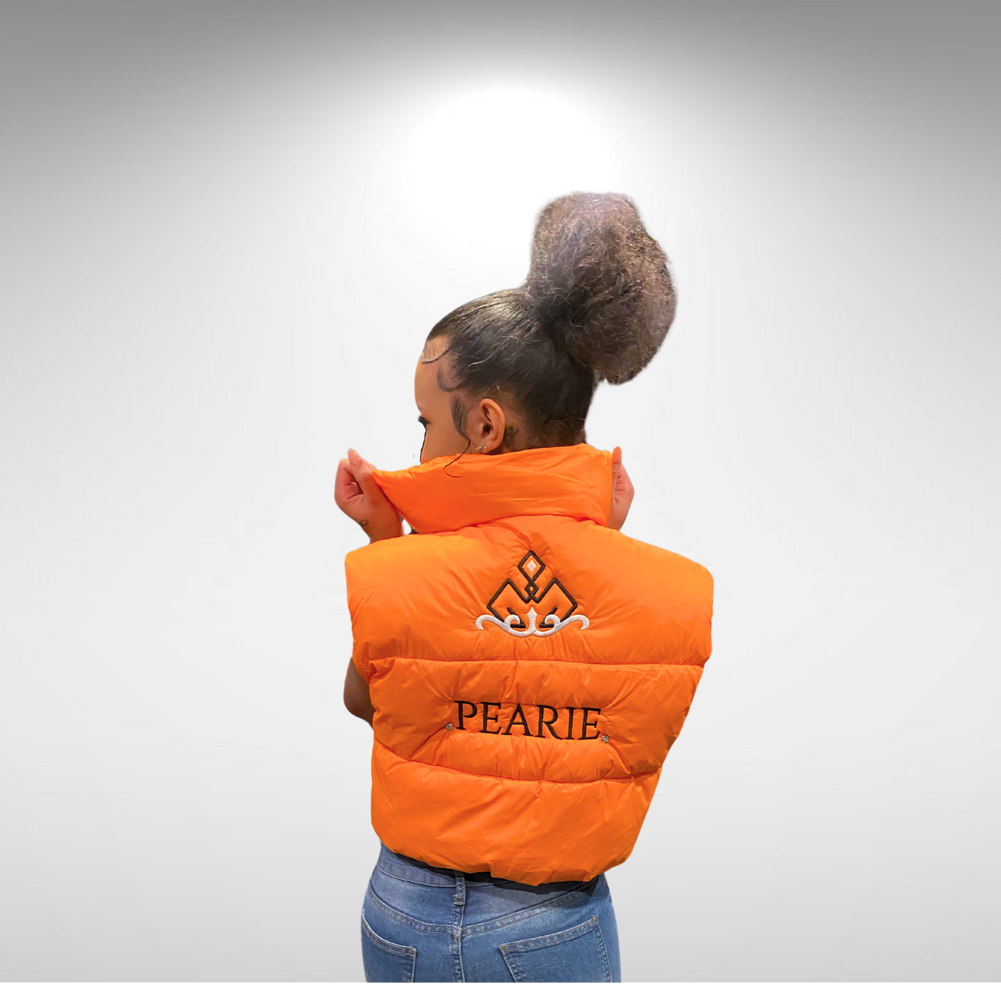 CROP BUBBLEVEST- ORANGE/BLACK/WHITE