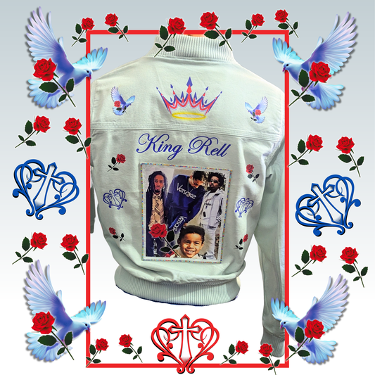 Custom Jean Jacket- Doves and Roses