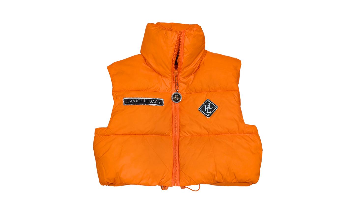 CROP BUBBLEVEST- ORANGE/BLACK/WHITE