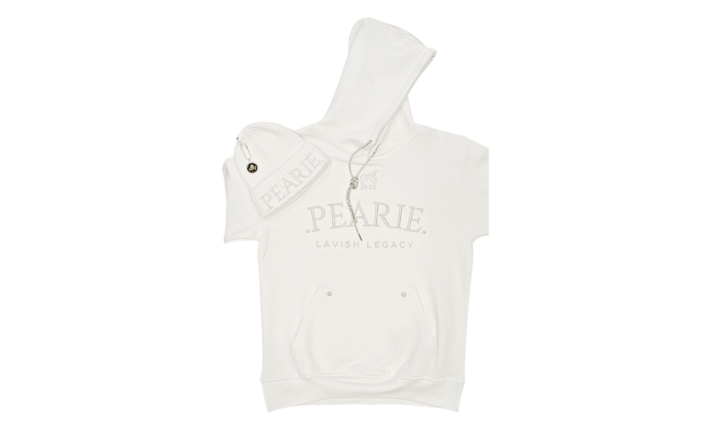 .PEARIE. HOODIE(w) - WHITE/SLIVER