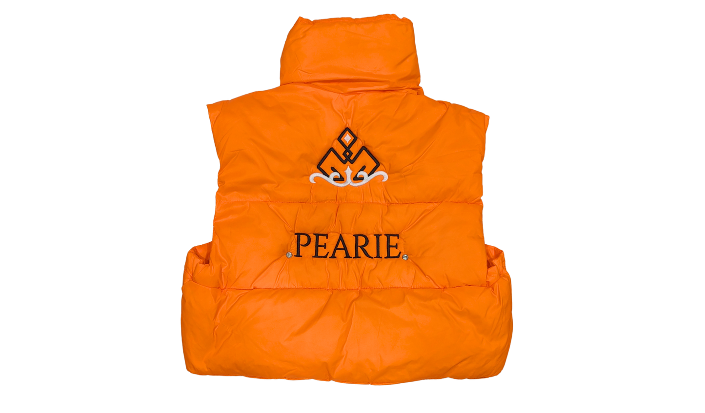 CROP BUBBLEVEST- ORANGE/BLACK/WHITE