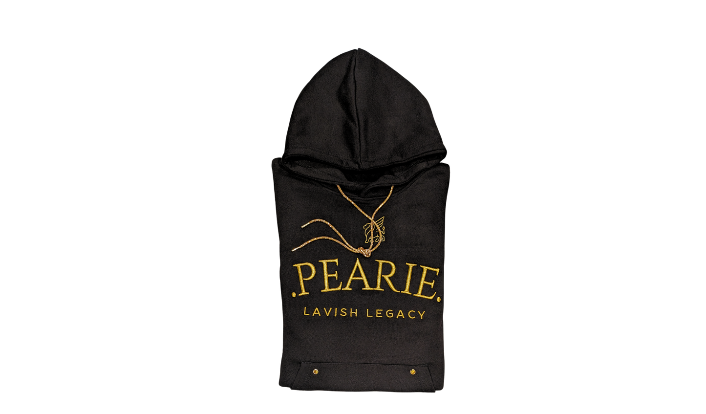 .PEARIE. HOODIE(w) - BLACK/GOLD